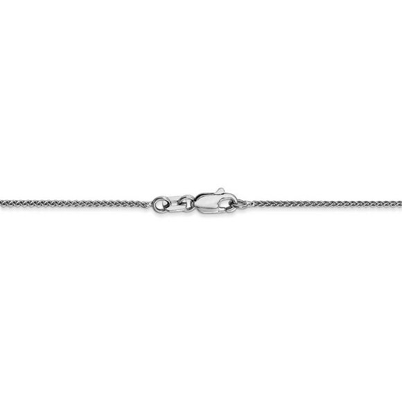 1mm 10k White Gold Solid Wheat Chain Anklet, 9 Inch - Picture 3 of 5